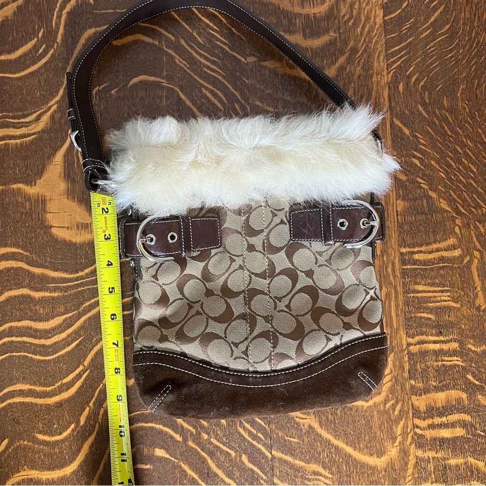 Coach Brown and Cream Signature C Patterned Shoulder Bag - Picture 9 of 12
